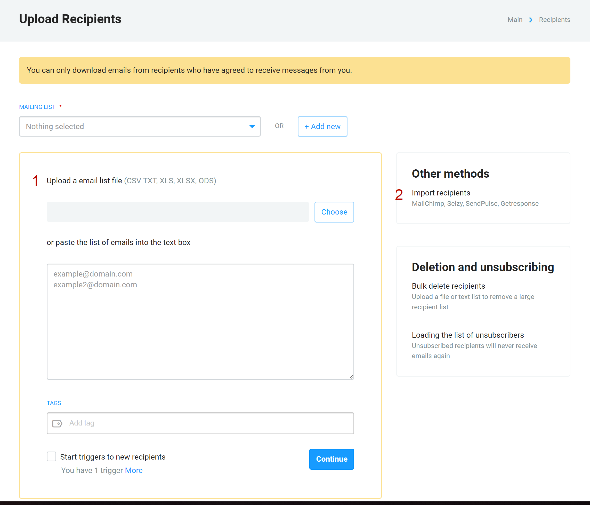 NiceSender recipient upload form