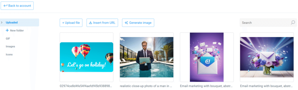 Images for email campaigns in NiceSender