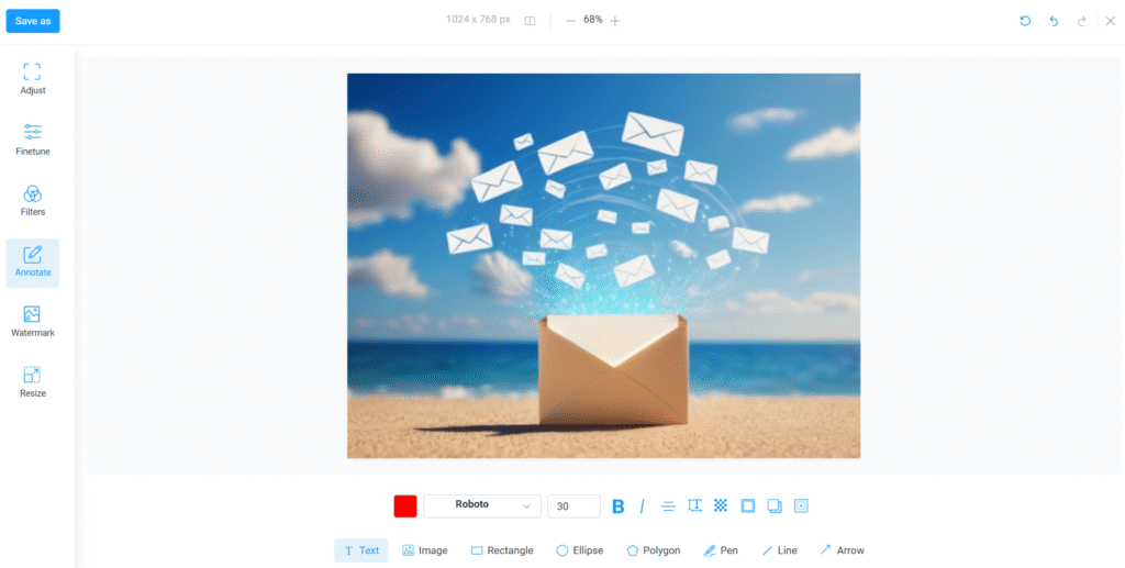 Image editing in NiceSender