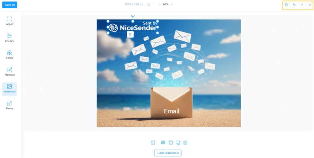 Image editing for email in NiceSender