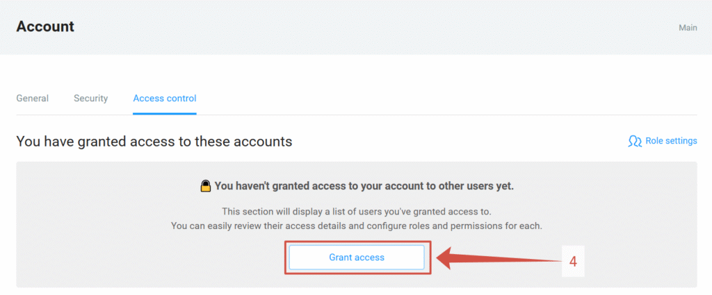 How to grant access to a NiceSender account, step 4