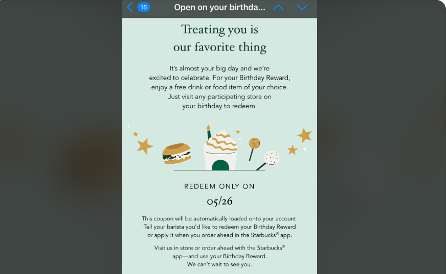 Starbucks email, blog of NiceSender email marketing platform