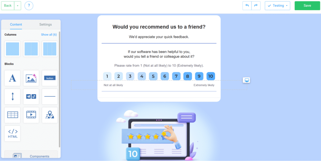 Template for Loyalty Measurement on a 1-to-10 Scale, Email Surveys with Ready-Made NiceSender Templates