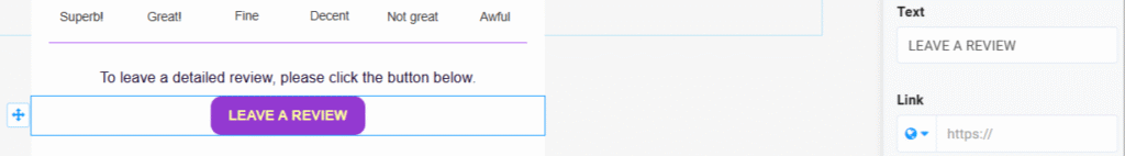 Email Surveys with Ready-Made NiceSender Templates, button link LEAVE A REVIEW
