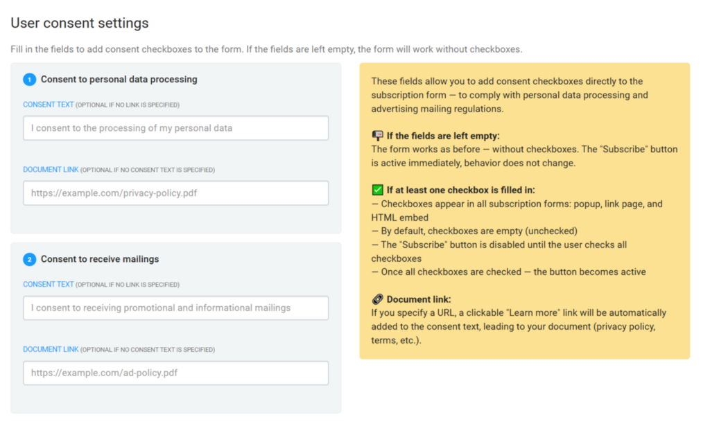 How to Create a Subscription Form for Your Website in NiceSender. How to Configure User Consent