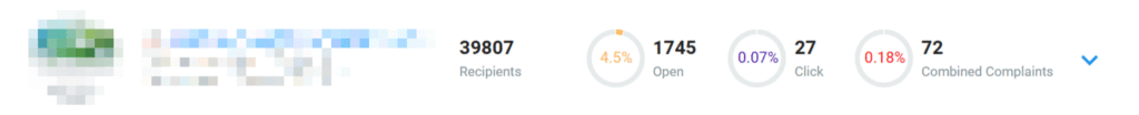Example of detailed campaign statistics in the NiceSender interface