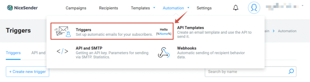 Email Triggers in NiceSender Account